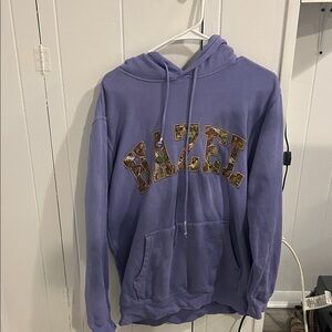 HAZEL BOUTIQUE Purple Hoodie with Camouflage Lettering